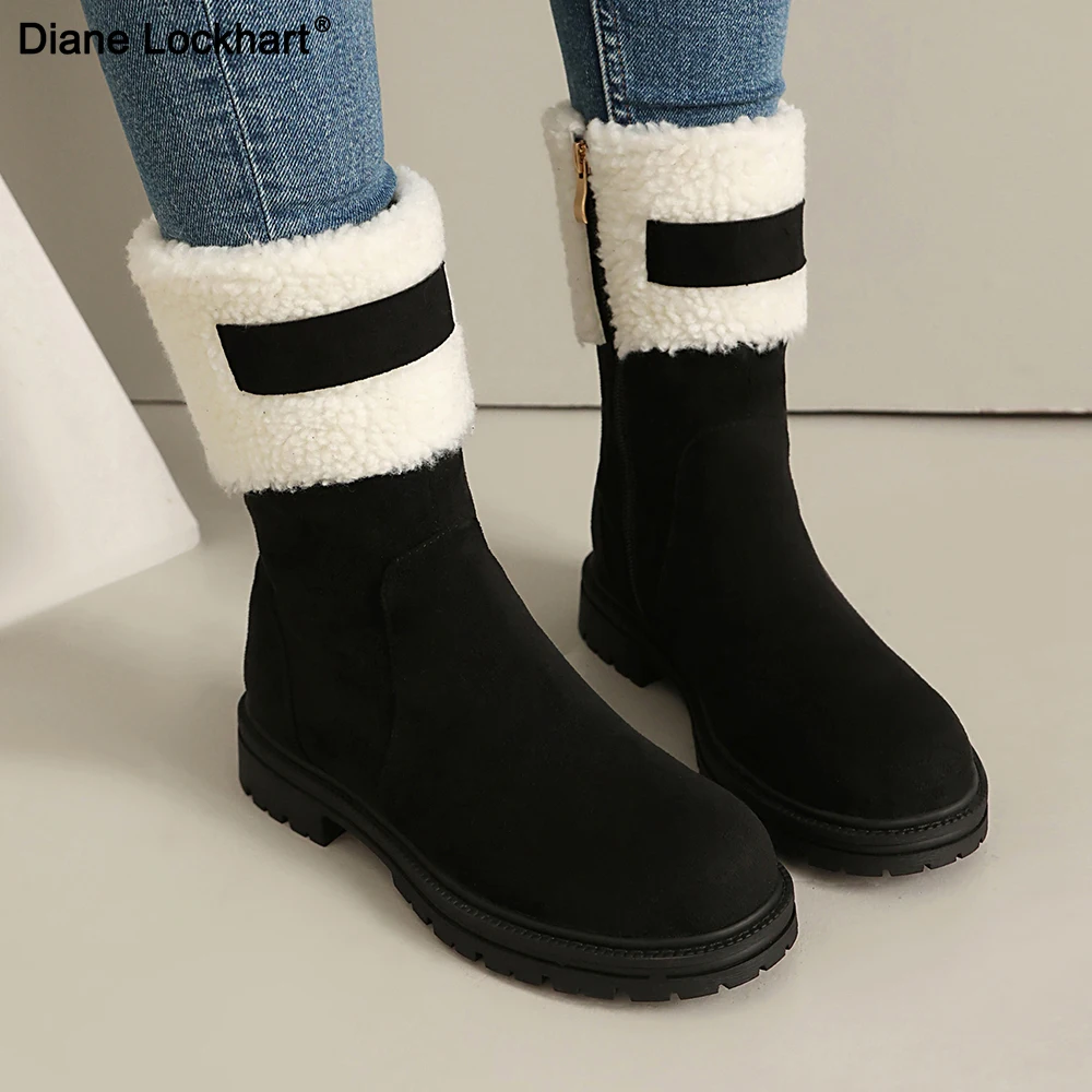 

Женские ботинки на толстой подошве из искусственной замши на плоской подошве, теплые ботинки выше колена, удобные высокие сапоги до бедра с круглым носком, женская зимняя хлопковая обувь