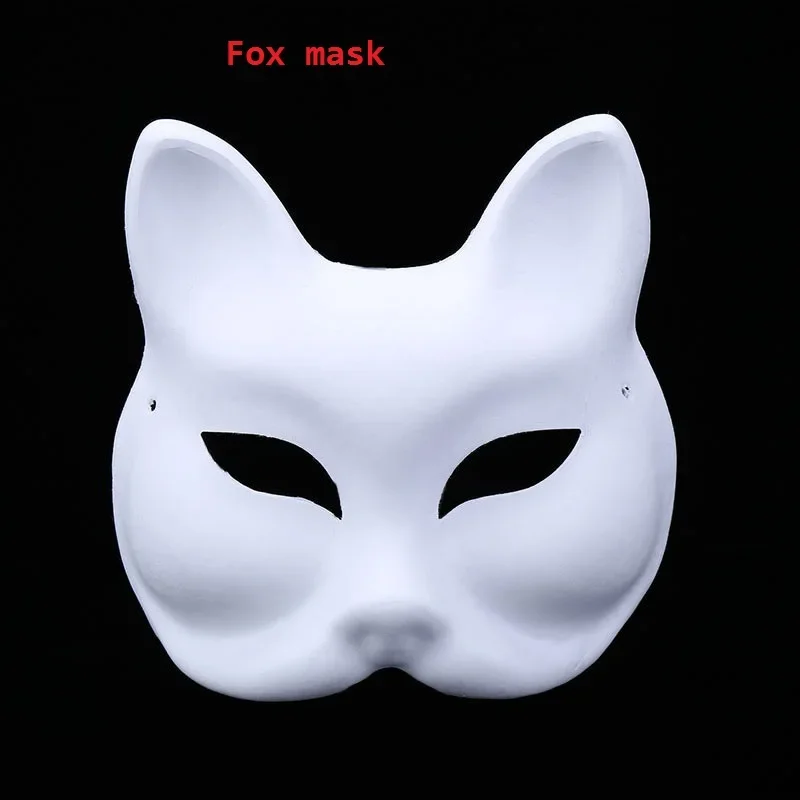 10pcs New White Pulp Unpainted Blank Fox Cat Face DIY Hand Painting Mask Birthday Party Wedding Festival