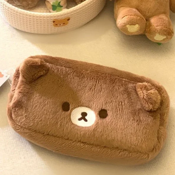 

Rilakkuma Plushes Cute Pencil Case Anime Relax Bear Stationery Bag Kids School Storage Pen Pouch Travel Cosmetic Bag Purse Gift