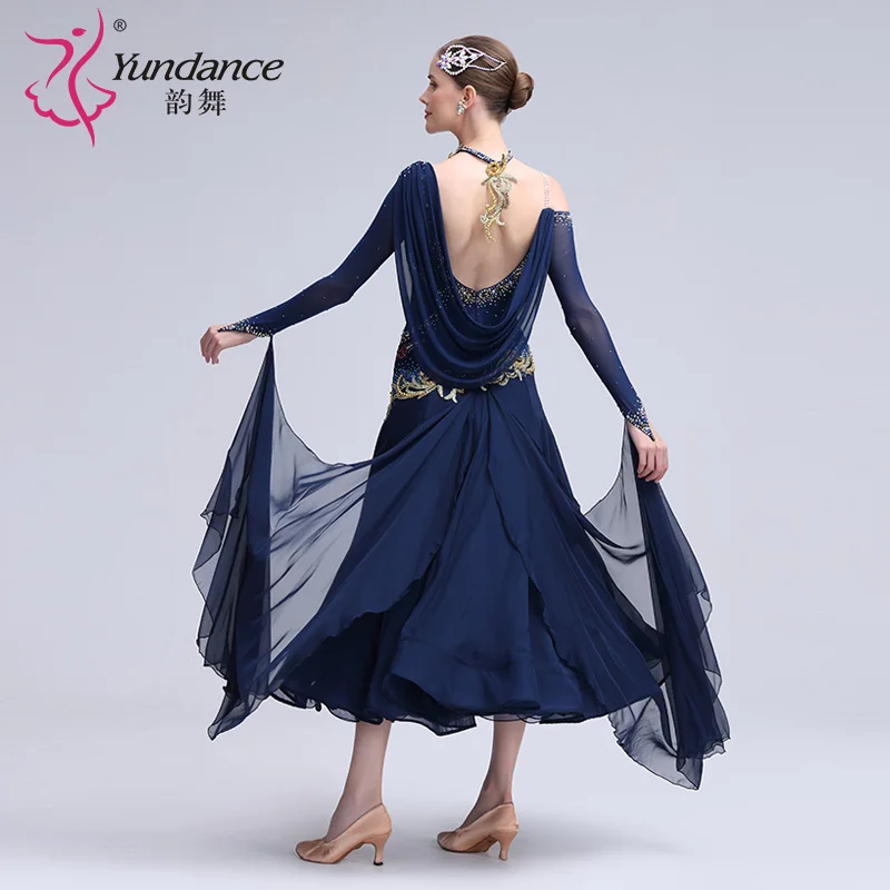 B-24103 New Women Modern Dance Rhinestone Color Diversity Dress Ballroom National Standard Waltz Competition Performance