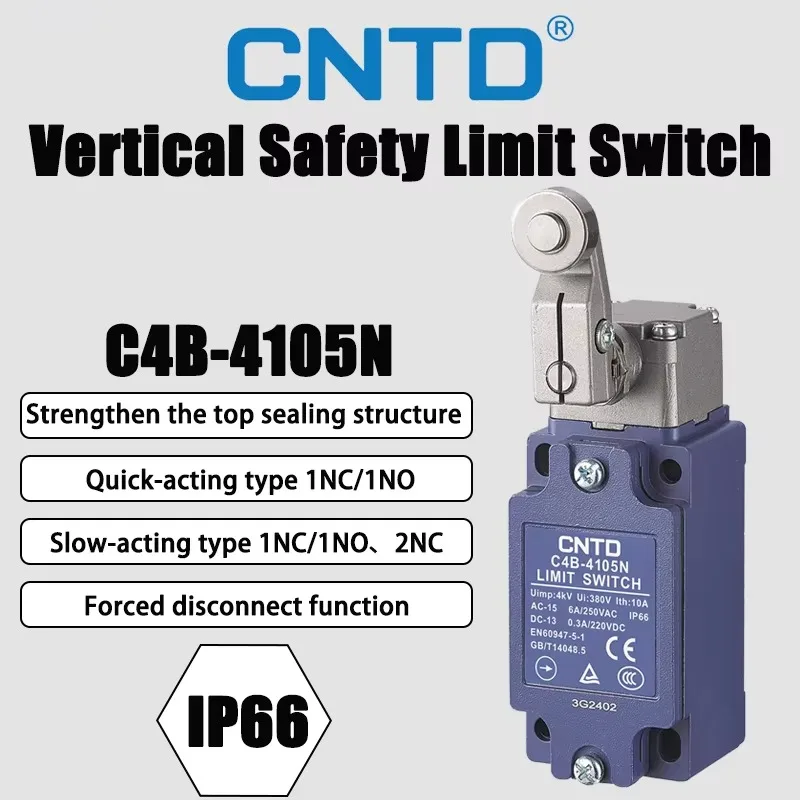 CNTD C4B-4105N Ball Swinging Rod Type(metal Ball) Vertical Safety Limit Switch Quick-action Type 6A 250V IP66 Travel Switch
