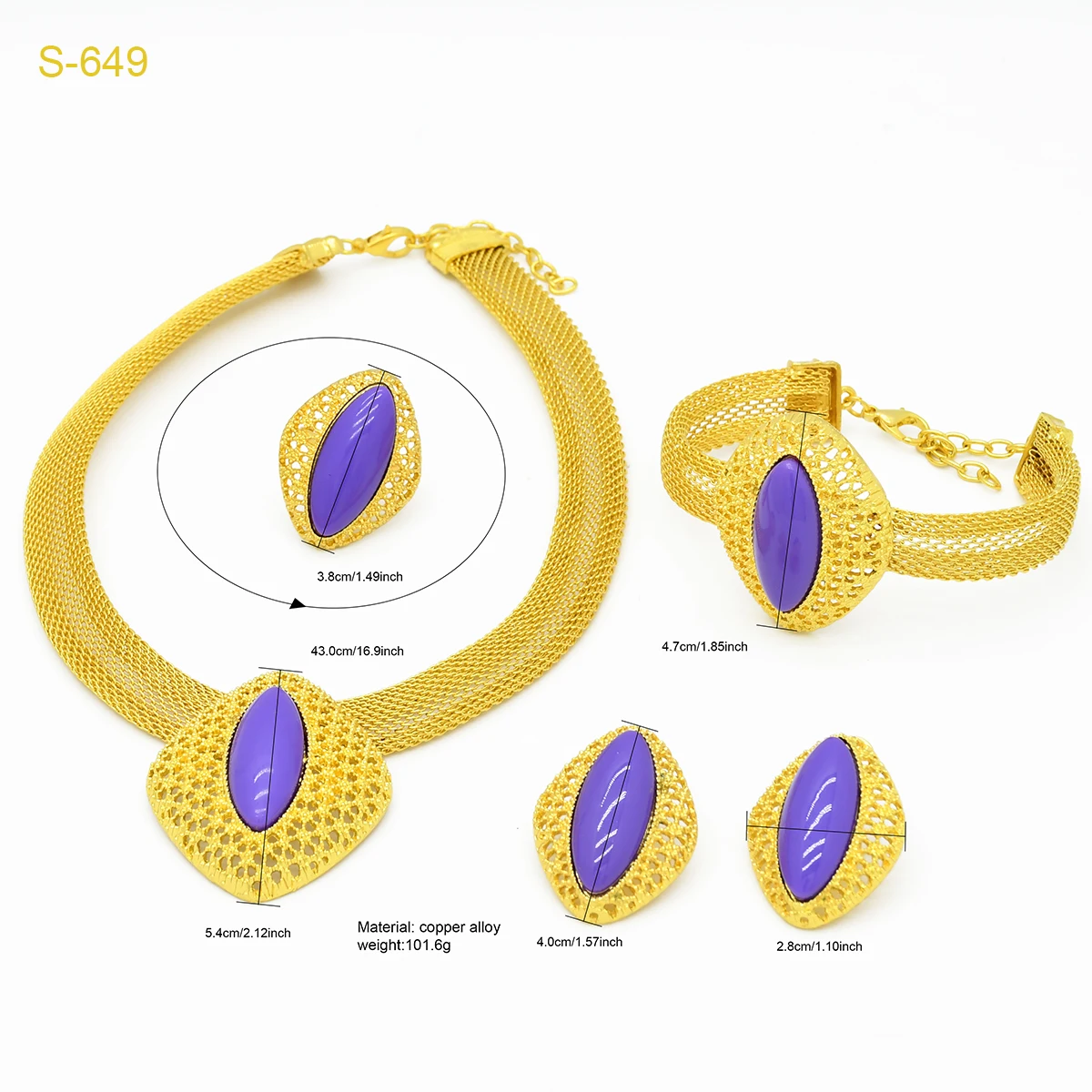 ANIID Dubai Luxury Big Pendant Necklace Sets For Women African 24k Gold Color Indian Arab Wedding Bridal Jewelry Sets Wholesale