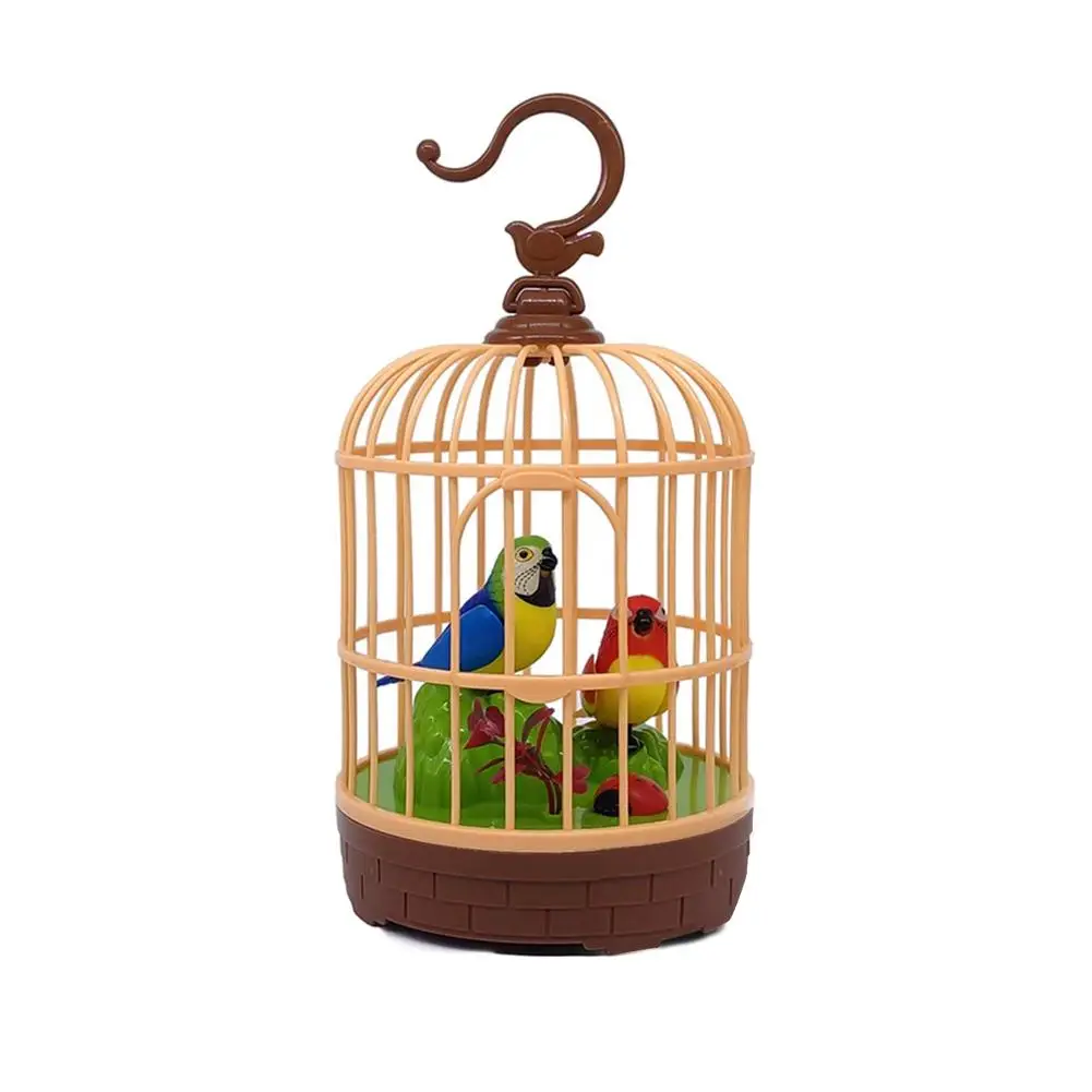 Voice Activated Induction Birds Birdcage Toy Talking Chirping Fluttering Parrot Birds Toys Gifts Simulation Bird Cage Fake Bird