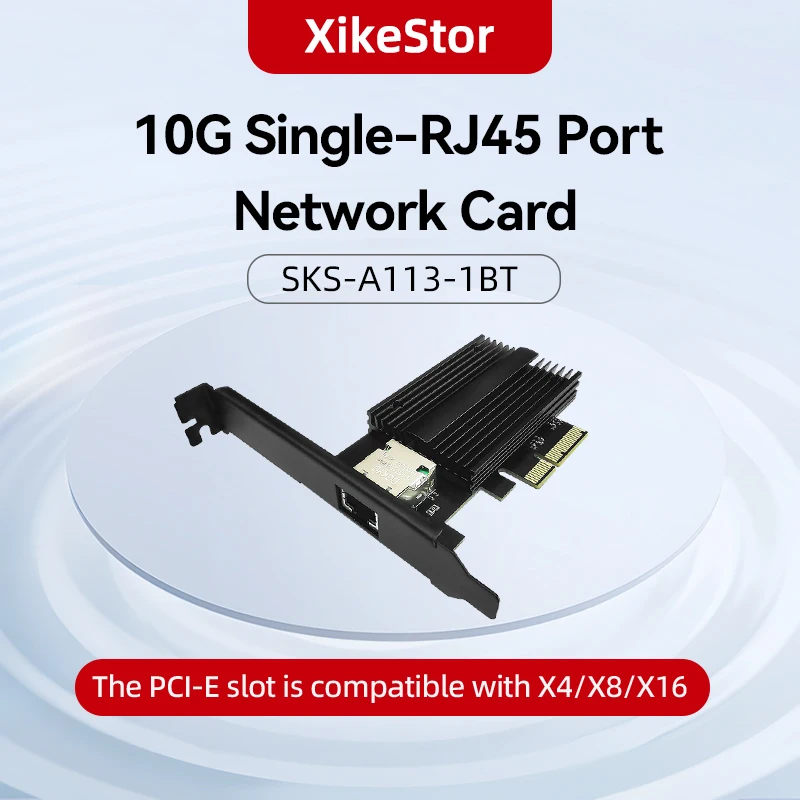 XikeStor 10G PCIEx4/x8/x16 Single RJ45 Port Network Card with Marvell AQC113C main control Support Windows/Linux/VMware