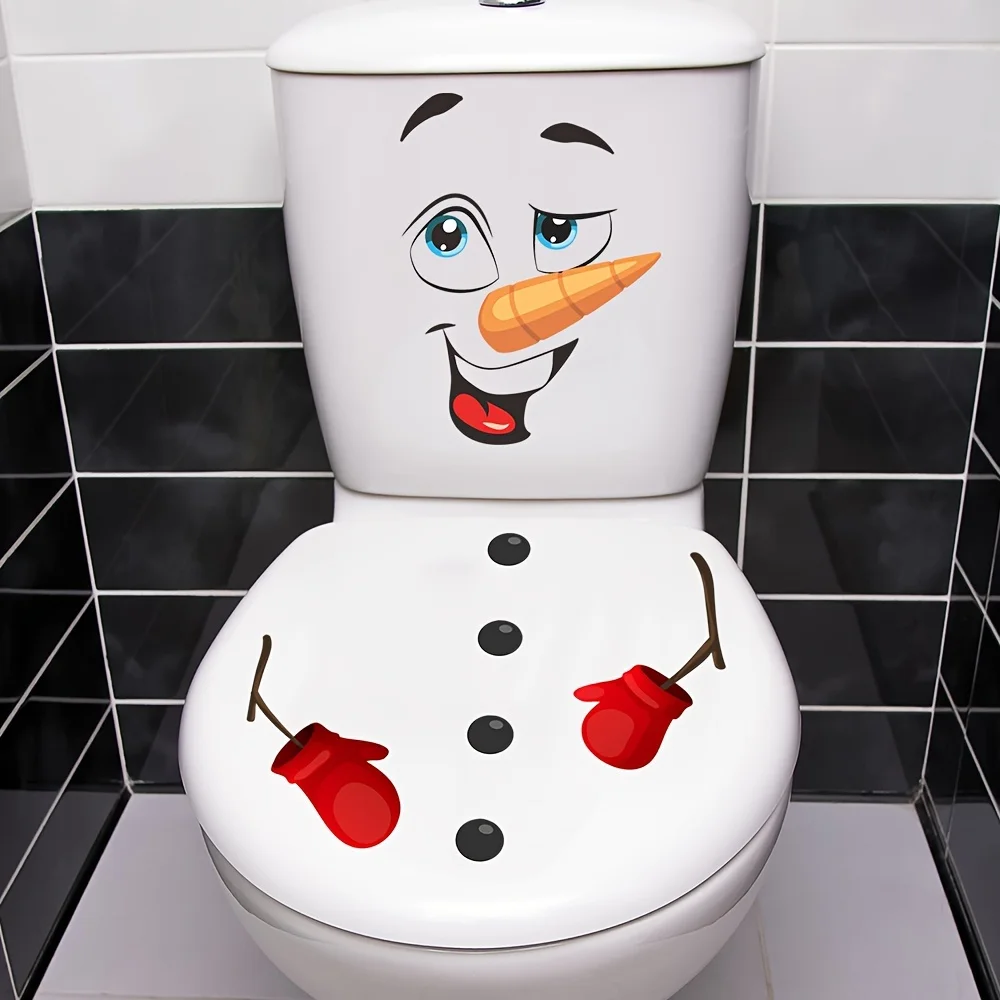1 Stück Weihnachts-Schneemann-Toilettendeckel-Aufkleber, wasserdicht, für Badezimmer, Toilette, festliche Feiertagsdekoration, selbstklebende Universal-Vinyl-Aufkleber