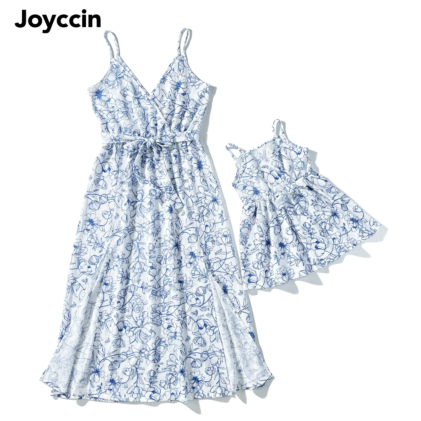 Joyccin Summer Sleeveless Vintage Floral Slip Dress Mother Kids Irregular Split One Piece Slip Long Fairy Korean Vacation Dress