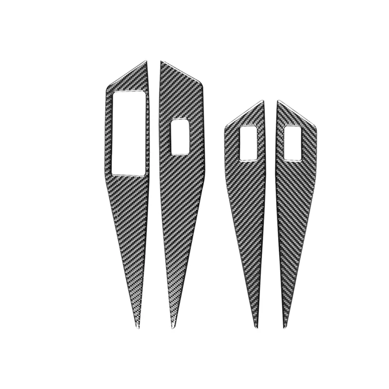 ل VW ID.4 ID4 2021-2023 LHD ألياف الكربون باب السيارة زجاج النافذة رفع التبديل زر إطار الكسوة تزيين غطاء ملصق #6