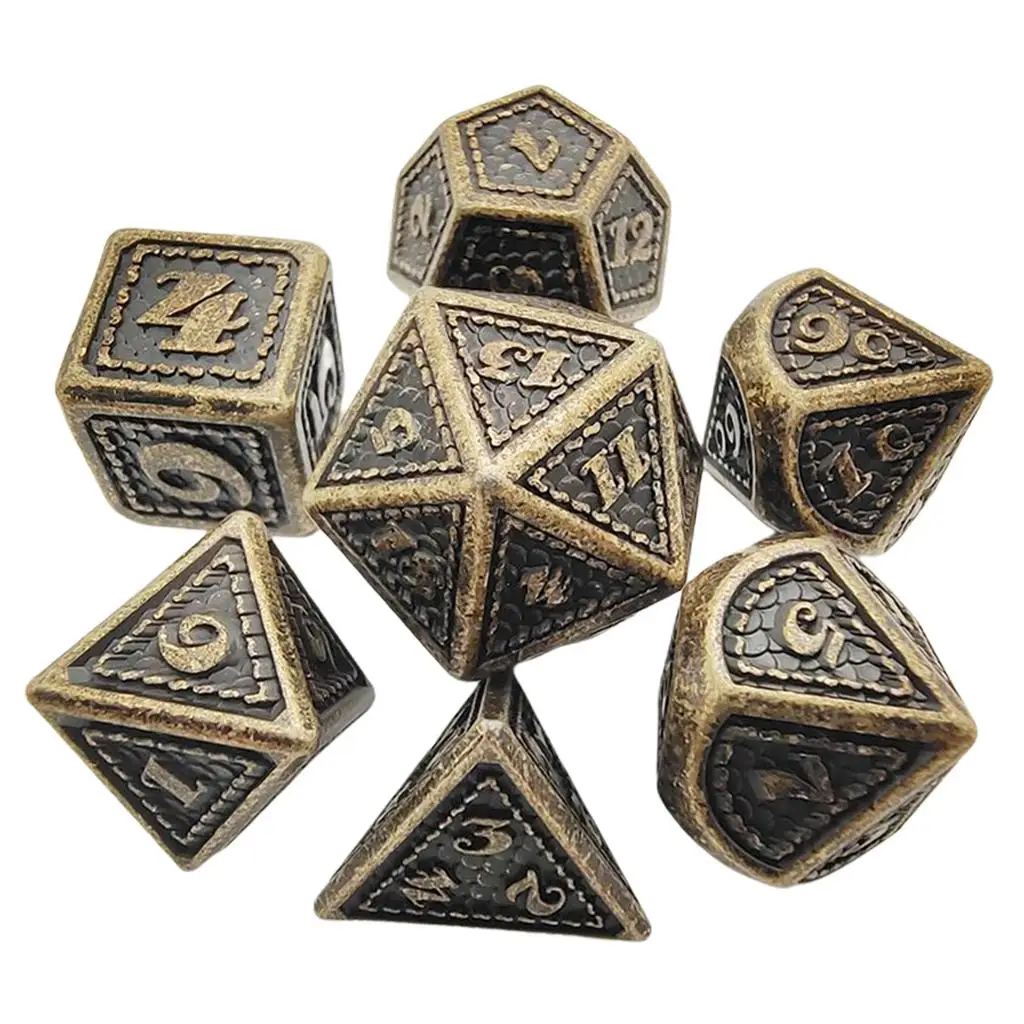 

Metal Polyhedral D8 D10 D12 D20 Props Set RPG s Irregular 7x Role Playing for DND RPG MTG Adults Game