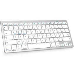 Slim French AZERTY Layout Bluetooth Keyboard Compact Use Dry Batteries Wireless Keyboard Clavier for iPad iOS Android Windows