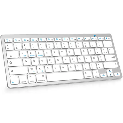 Slim French AZERTY Layout Bluetooth Keyboard Compact Use Dry Batteries Wireless Keyboard Clavier for iPad iOS Android Windows