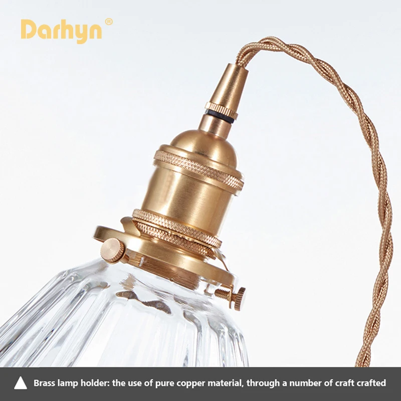 Nordic Glass Pendant Light Pendant Lamp Copper Lamp Brass Creative Minimalist E27 Transparent Lampshade For Restaurant Light