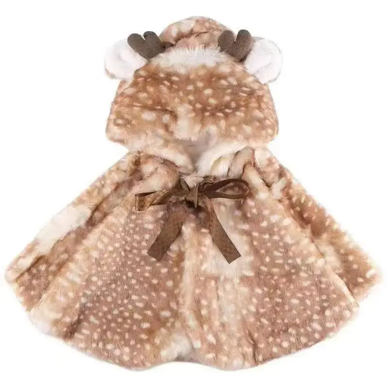 2026 معطف الفتيات رصدت الغزلان نمط تقليد فرو المنك لينة القطن مبطن معطف سميك الاطفال عباءة دافئة الزي السنة الجديدة #6