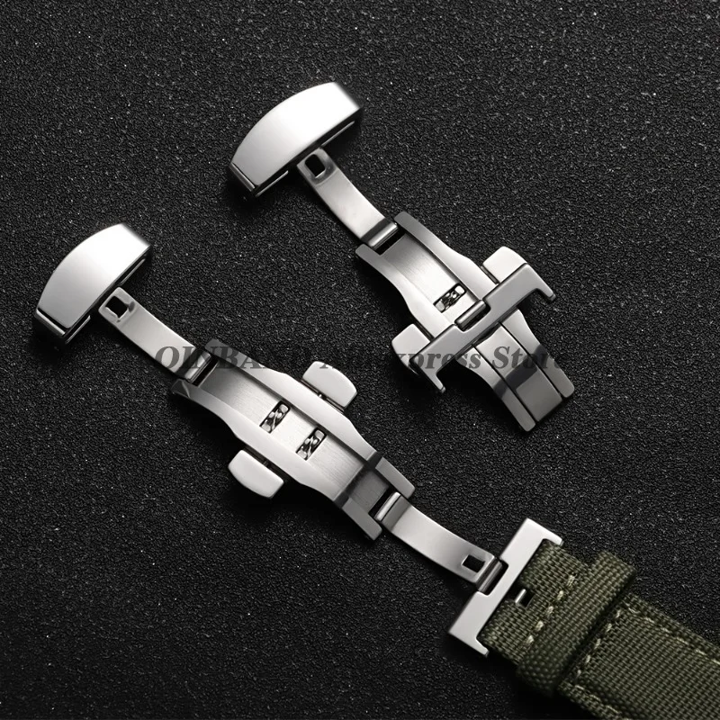 مشبك ساعة 10/12/14/16/18/20/22 مللي متر مشبك فراشة عالمي من الفولاذ المقاوم للصدأ مشبك قابل للطي معادن زر ضغط مزدوج ملحق