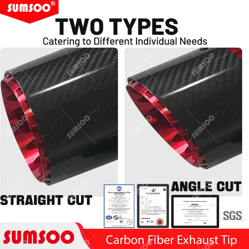 Echte sumsoo 1 stücke modifiziert für volkswagen golf carbon faser schwanz hals auto auspuffdüse modifiziert schwanz mund kugel rot