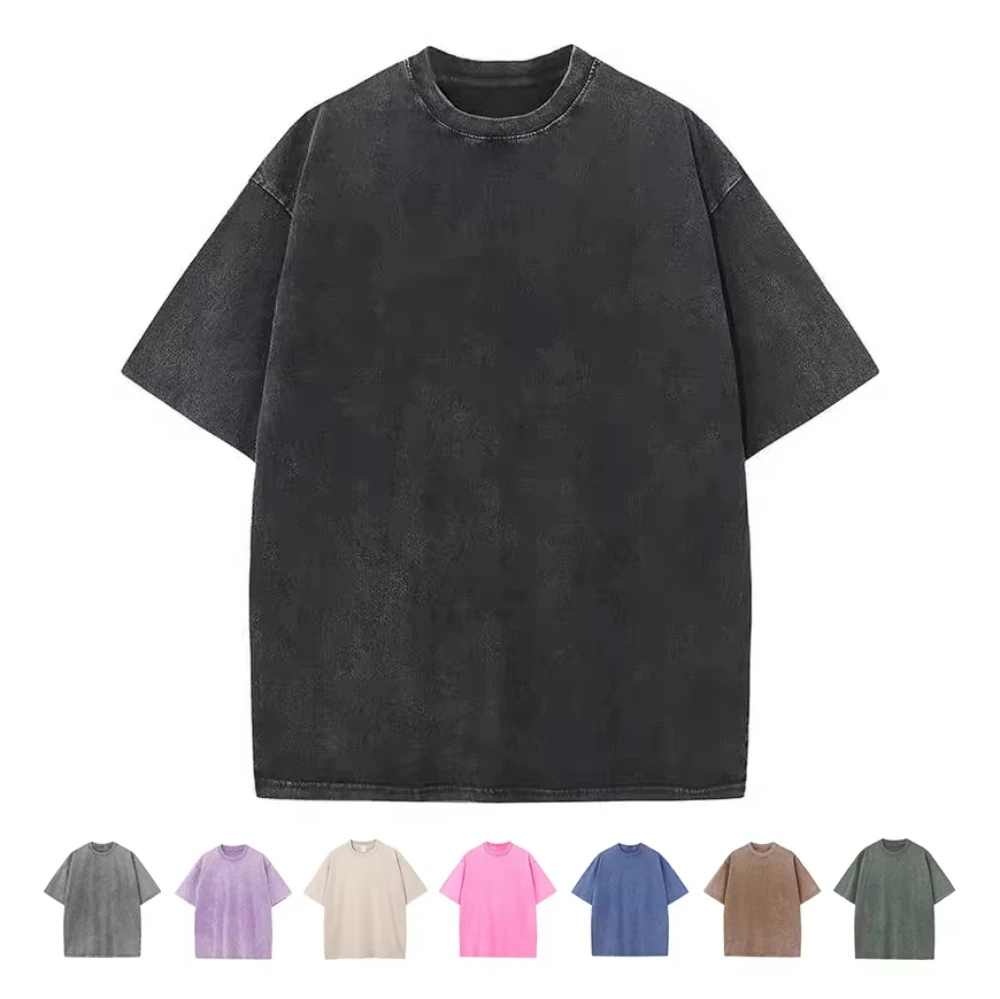 Vintage-gewaschene T-Shirts, Oversized Hip-Hop T-Shirts, Streetwear, Kurzarm, Schwarz, für Männer/Frauen, Oberteile, Baumwolle, Unisex-T-Shirts – Detail 3