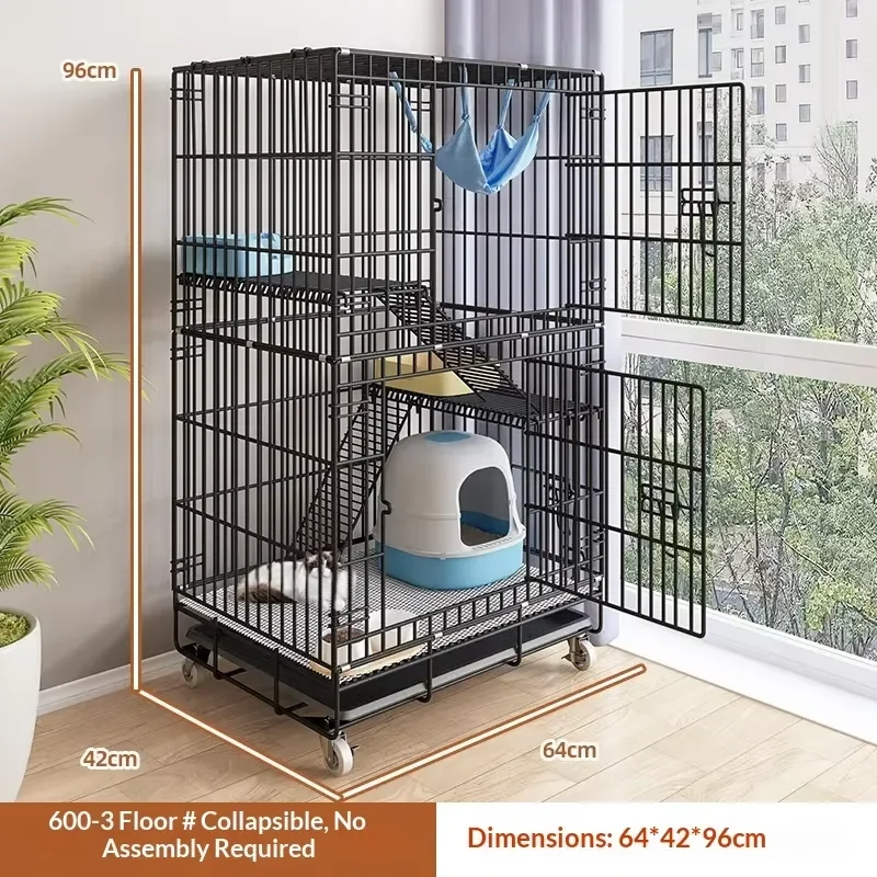 for Large Cat Stainless Steel Cage Metal Kennel Folding Pet Cage for Chinchilla view 3