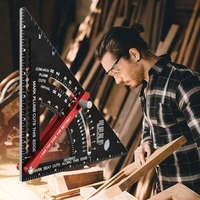 7 Inch Triangle Ruler Measurement Tool Aluminium Alloy 45 Degree Protractor Carpenter Square Layout Tool Professional