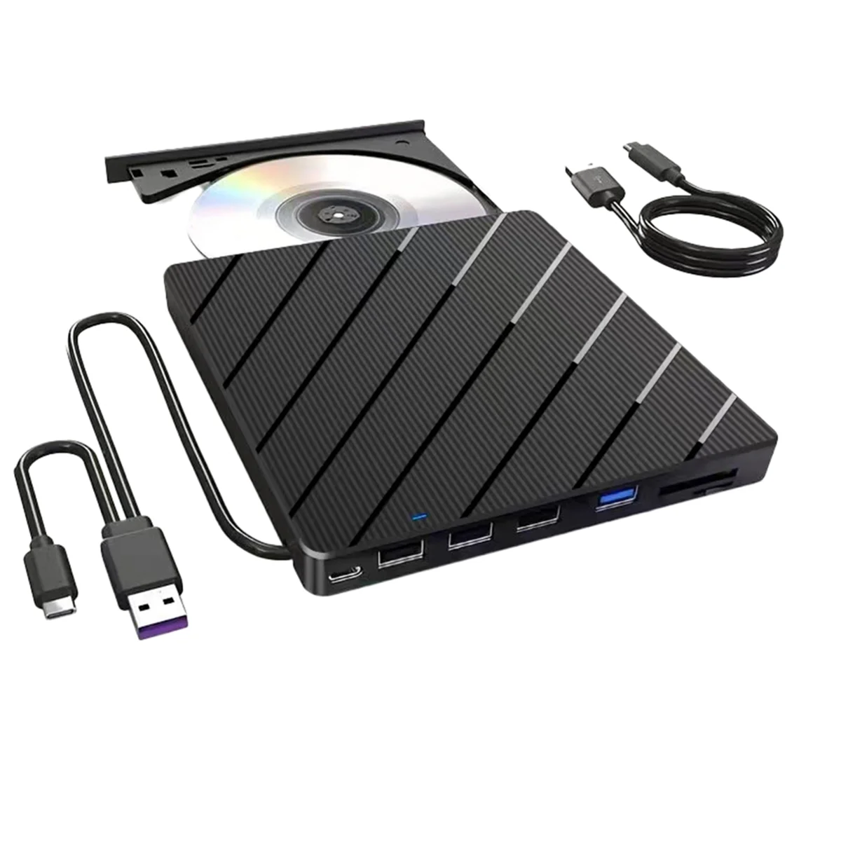 ¡A43I! Unidad de CD/DVD externa para computadora portátil, grabadora de reproductor de CD/DVD portátil ultradelgada USB 7 en 1, unidad de disco externa de grabadora