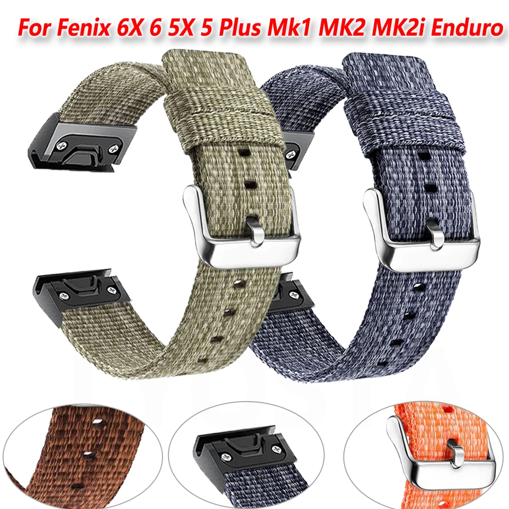 

22 26mm Quick Fit Watchband For Garmin Fenix 6X 6XPro 5X 3HR Nylon Wrist Band/Garmin Fenix 6 5 5Plus Forerunner 935 Tactix Delta