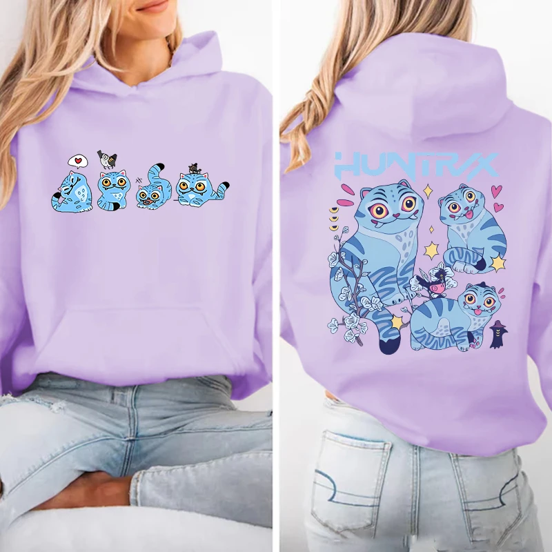 جديد Kpop شيطان الصيادين لطيف النمر ملابس منقوشة بكم طويل البلوز هوديس للنساء الرجال زوجين بلوزات غير رسمية الخريف الشتاء