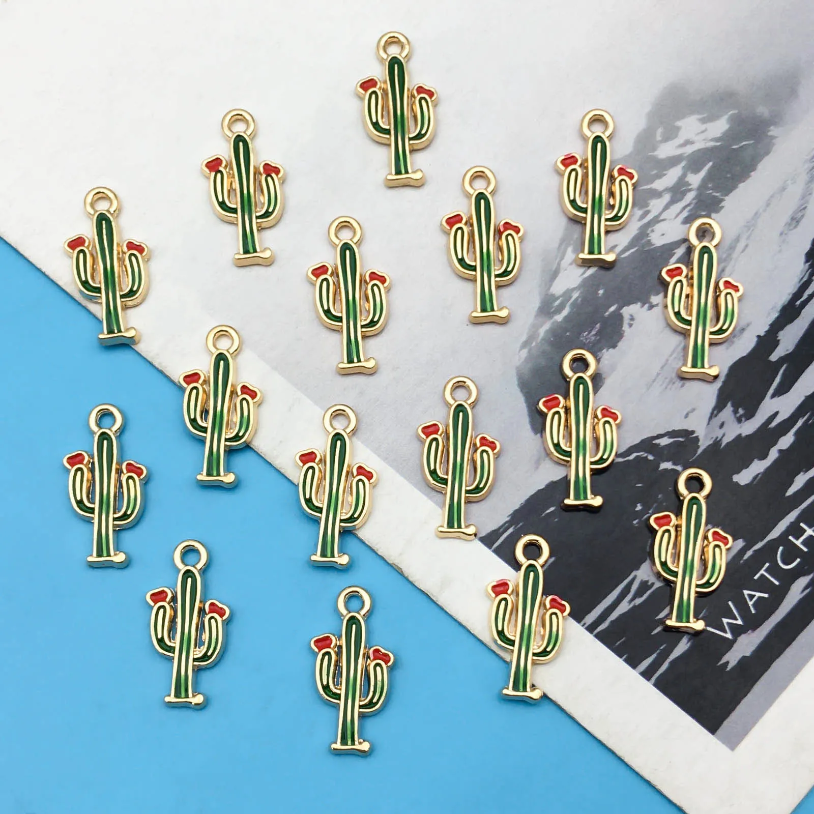 10/20Pcs Cartoon Enamel Cactus Charm For DIY Jewelry Making Earrings Bracelet Necklace Handmade Jewelry Accessories