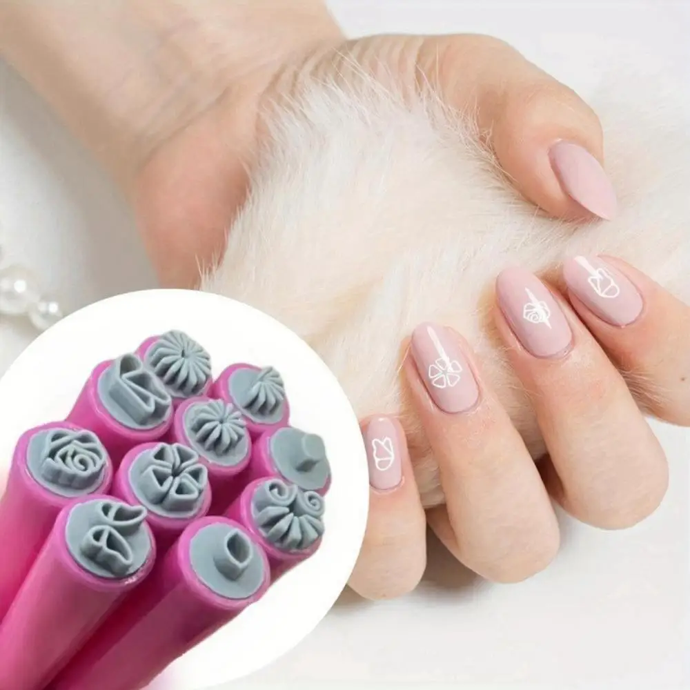 6/10PCS Random Nail Art Stamp Pen Set, Easy DIY Nail Stamping, Stamper With Floral Butterfly Designs And Patterns Nail Art Tool