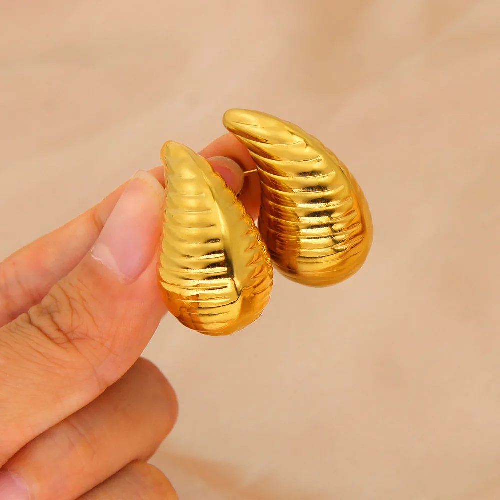 DIY accessories  hot-selling high-end titanium steel women's earrings, chubby personality, light luxury hollow earrings, high-en