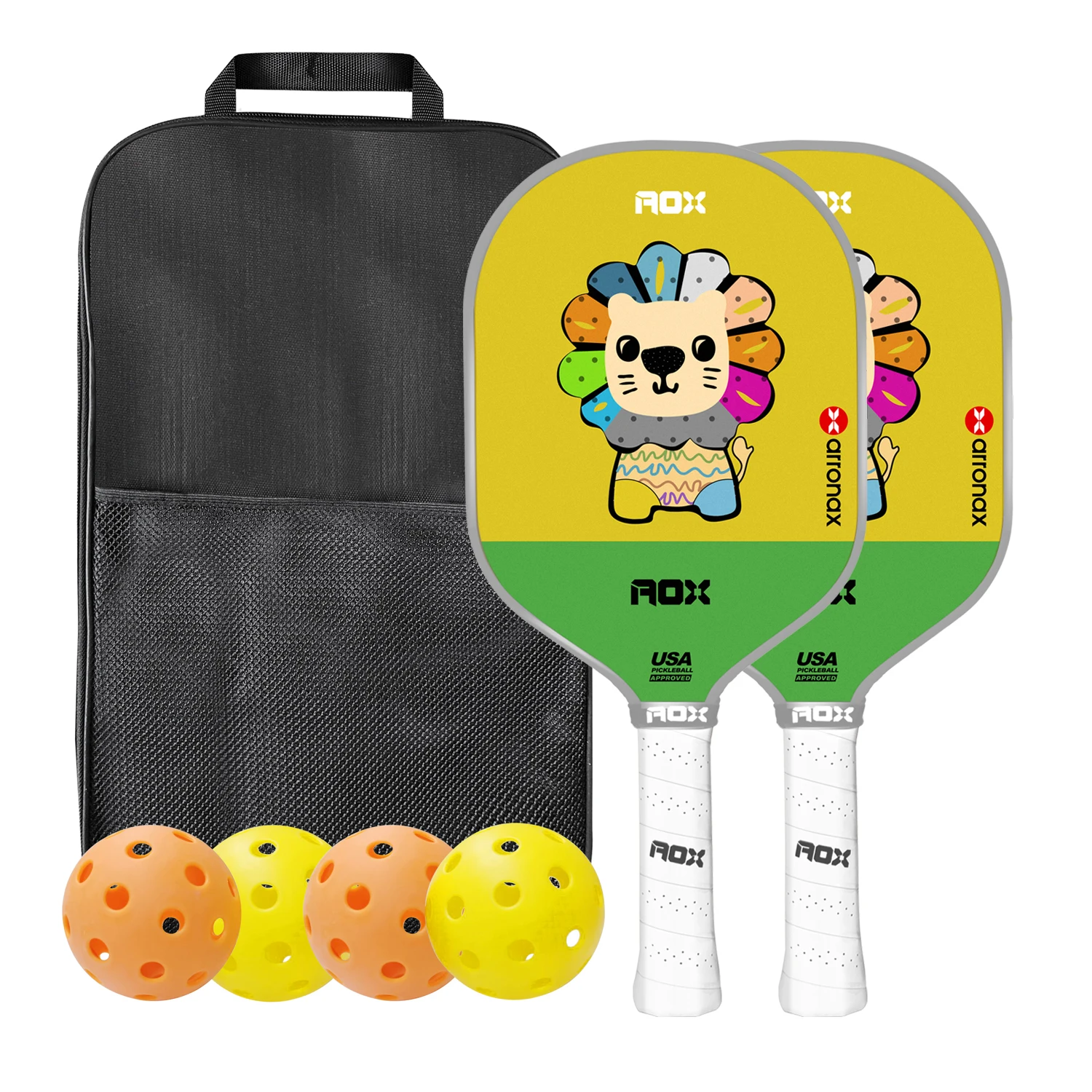 Arronax Pickleball Paddles for Kids, Child Size Paddle, Lightweight Fiberglass Pickleball Set Gifts with Cute Kids Carry Bag