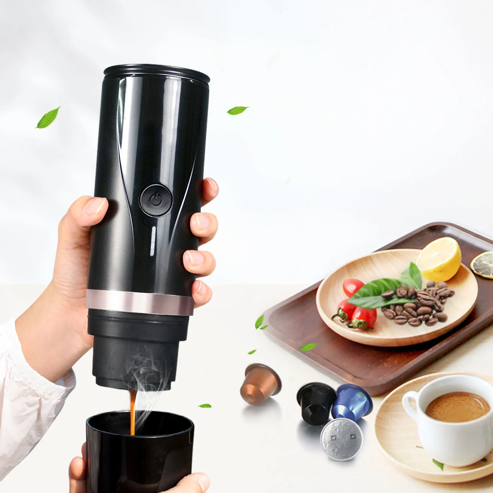 

Fully Automatic Portable Mini Coffee Espresso Machine cap sule Coffee Machine 12v Lithium Battery Rechargeable Hot Water Outdoor