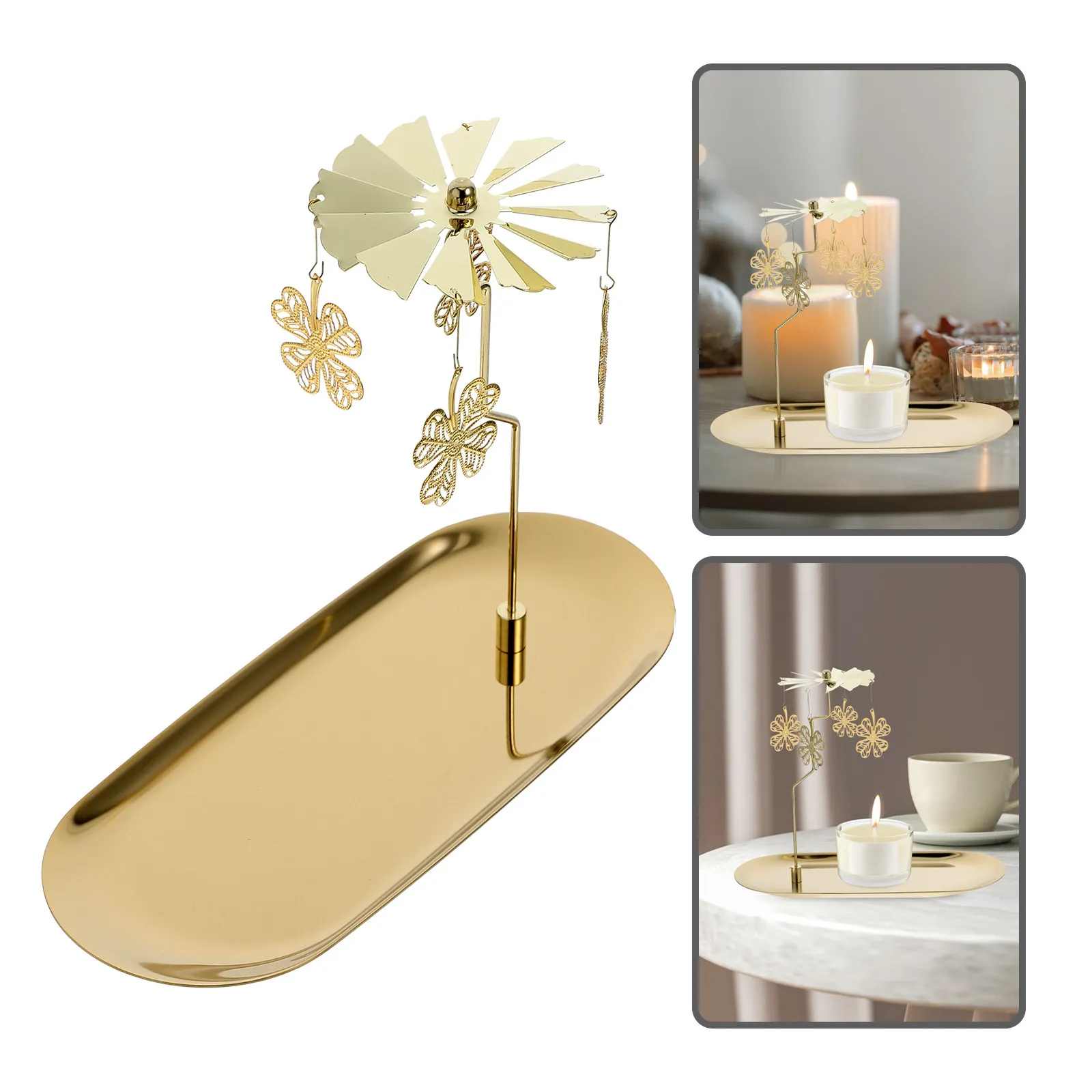 

Вращающийся металлический поднос-карусель, декоративный держатель для чайных свечей, украшение для стола, для Дня святого Валентина, вечеринок и дома