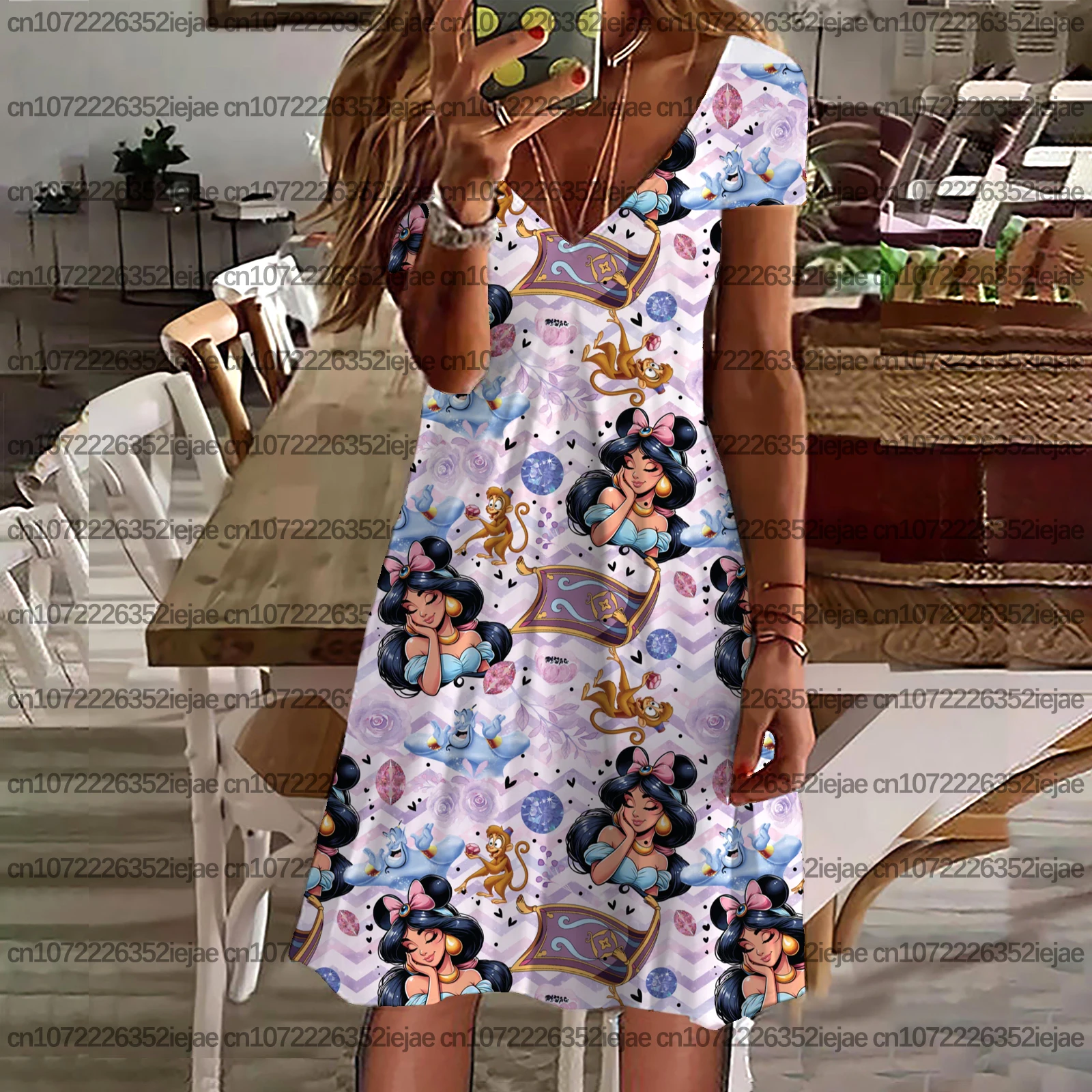

Женский сарафан, богемное пляжное платье, женское повседневное свободное платье с принтом принцессы Диснея, крутой топ для отпуска