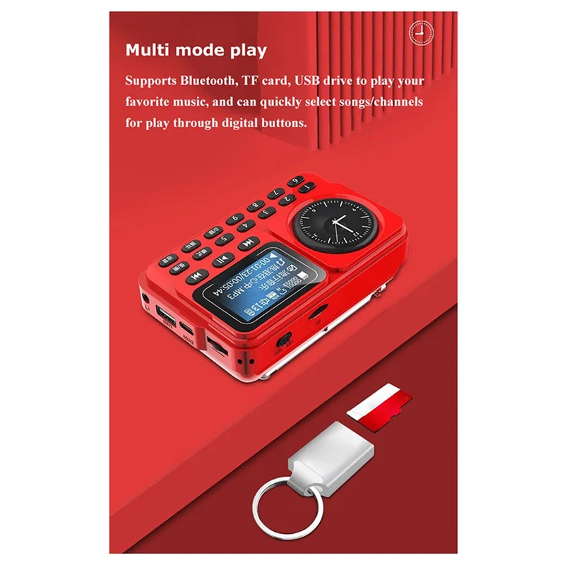AAAEL-Recording Support Hifi Bluetooth Speaker FM Radio Portable Receiver Multifunctional Clock LED Lyrics Display