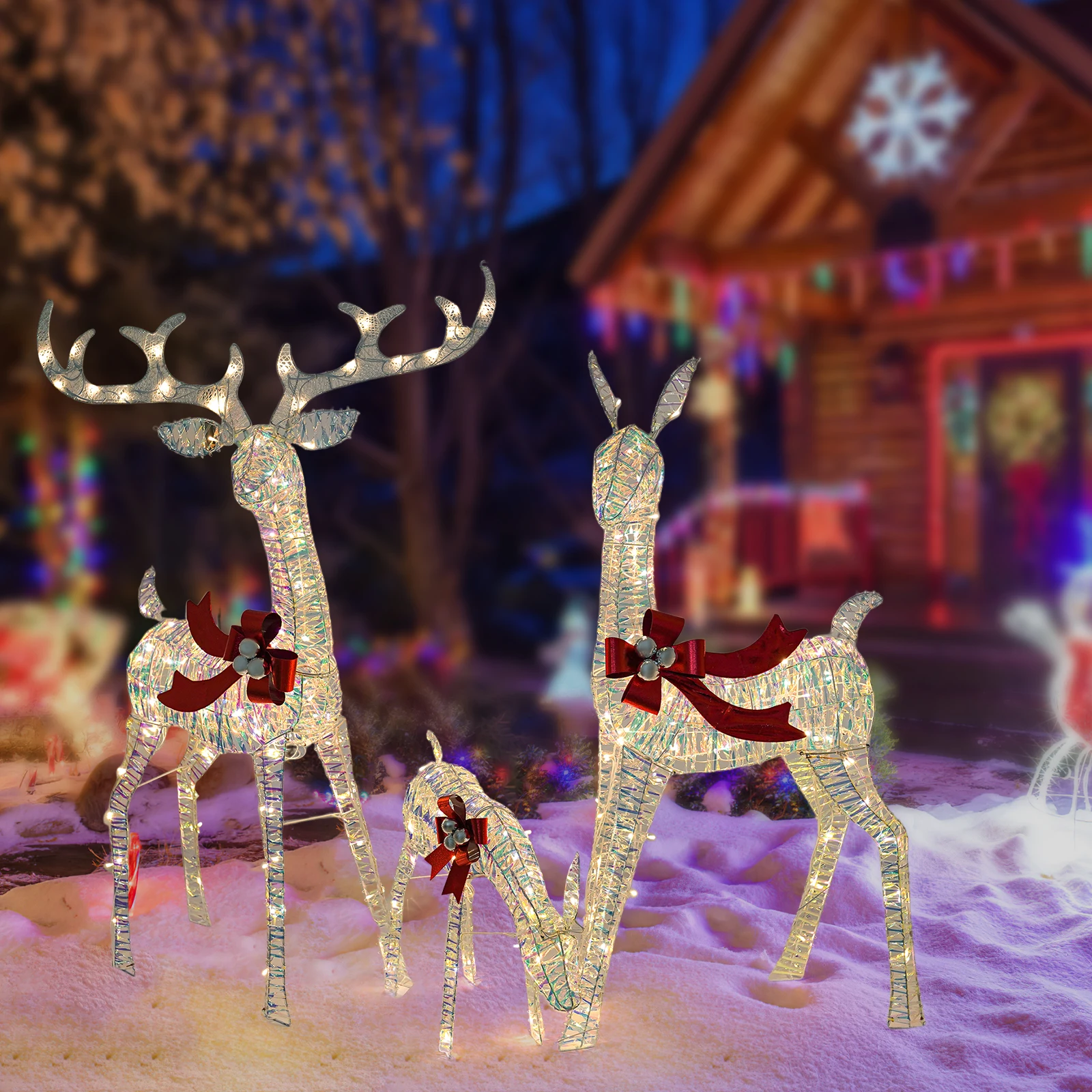 LED Christmas Deer Sculpture: Durable Iron & PVC, Lifelike Design, Warm Lighting, Lightweight, Safe & Energy-Saving, Perfect for