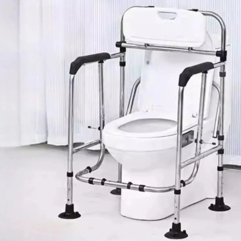 

Toilet Seat Frame Toilet Safety Rail with Backrest Adjustable Height Fit Toilets Supports 450lbs Seniors Handicap Grab Bars Rail