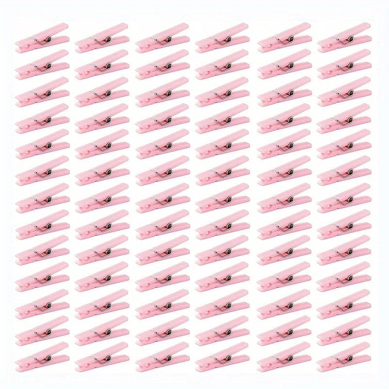 

100-Pack Mini Clothespins, Pink Plastic Clothes Pegs, Gender Reveal Party Favor Clips, Craft & Laundry Supplies Towel clips Cama