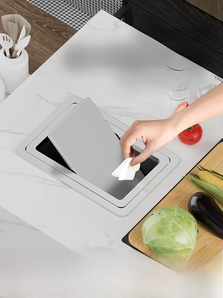 

Прямоугольная кухонная раковина из нержавеющей стали, крышка для банки со встроенной столешницей, скрытая откидная крышка, ткань для бытовой уборки...