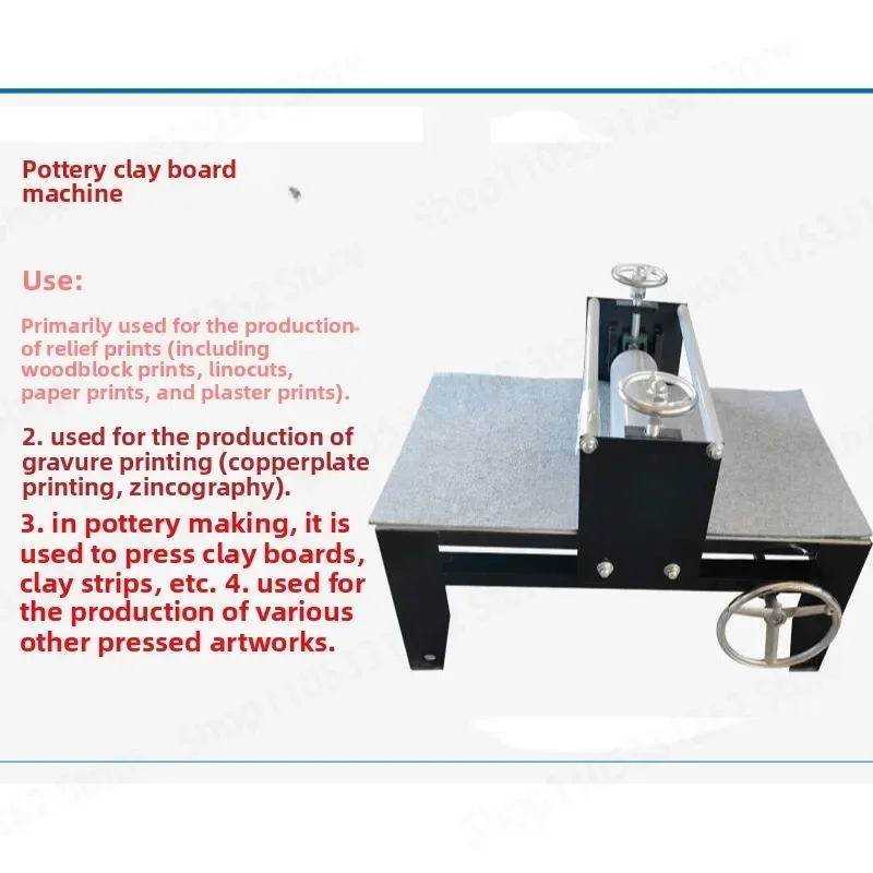 Manual Pottery Clay Slab Roller Hand Crank Machine for Printmaking and Mud Pressing