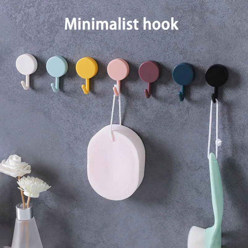 Minimalist Round Wall Hook Adhesive Non Destructive Colorful Bath Ball Towel Key Hook Door Back Kitchen Bathroom