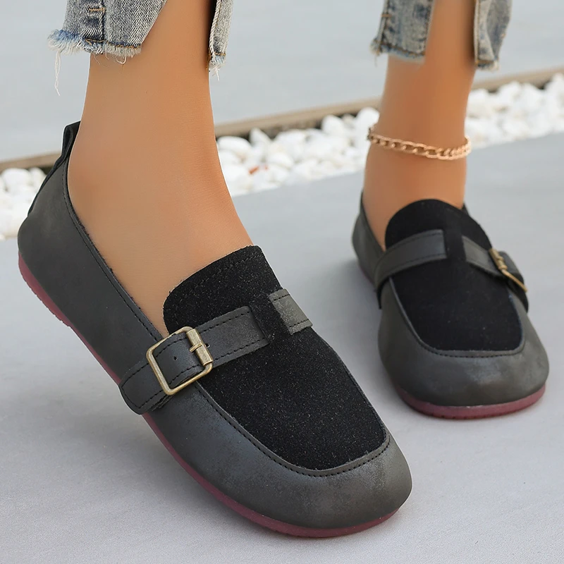Spring and Summer Women's Fashionable Patch-style Design Retro Loafers 2026 New Non-slip Comfortable One-legged Flat Shoes