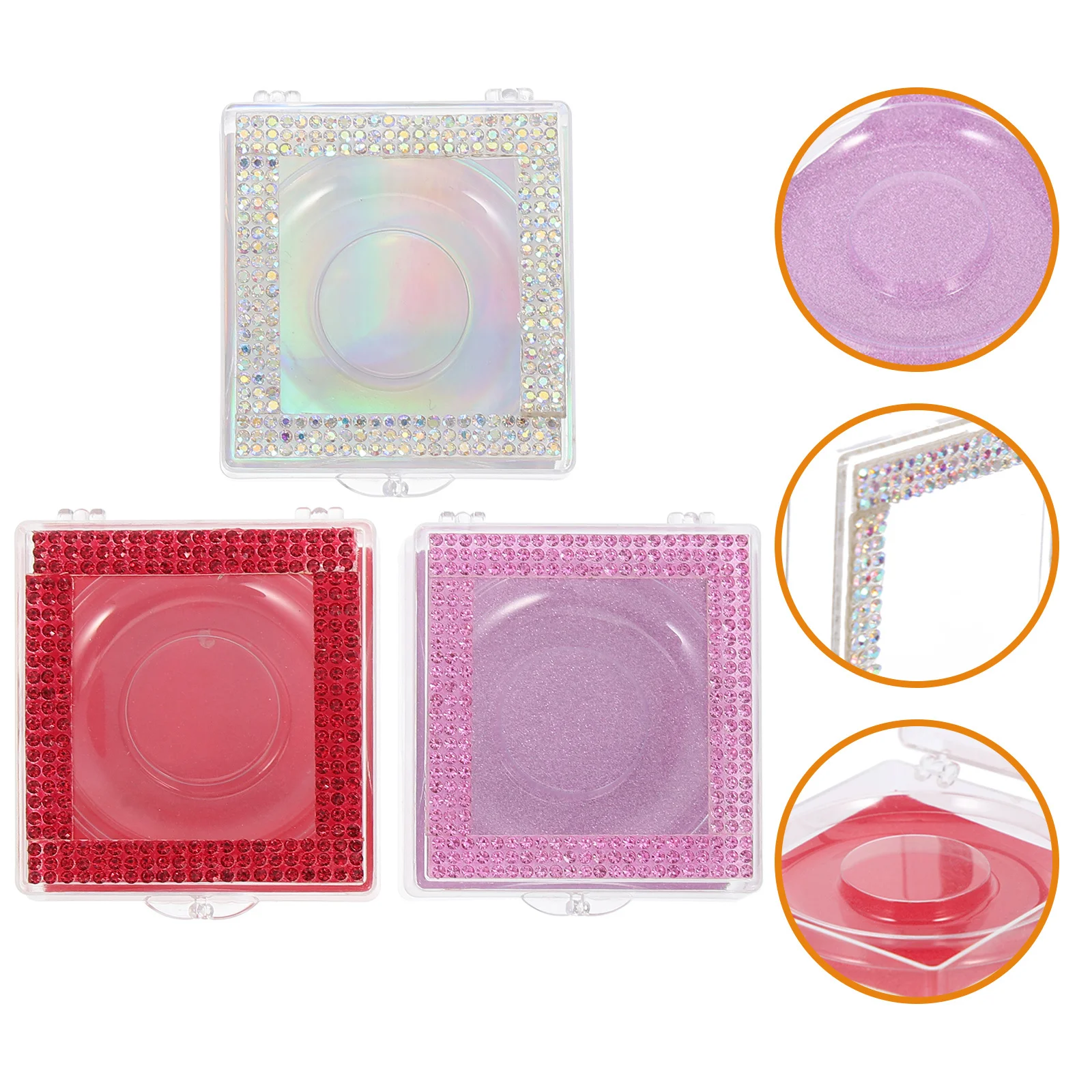

3Pcs False Eyelash Case Delicate Eyelash Storage Box Easy Open Close Empty Lash Container for Long Term Use Salon Home