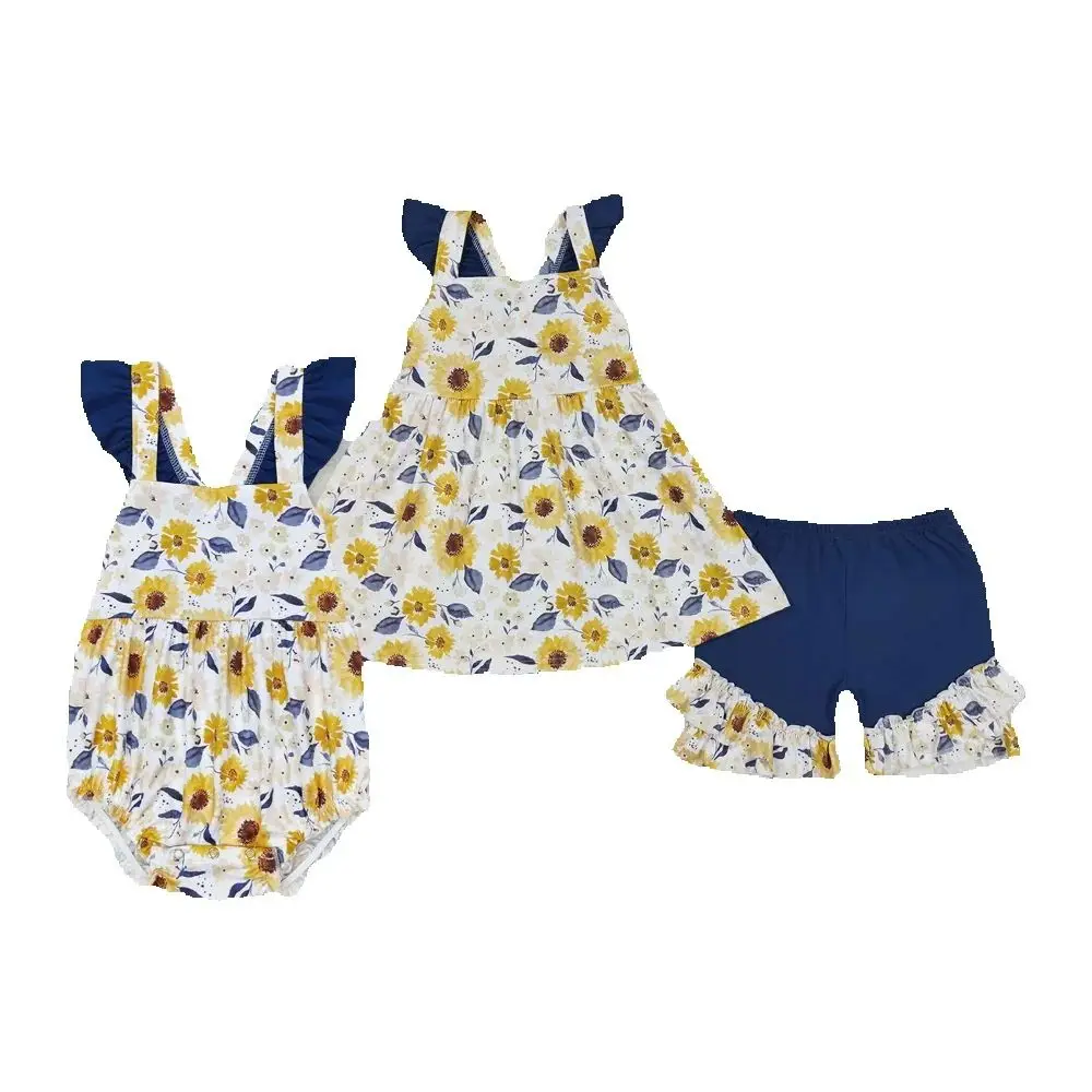 

Baby Girls SunFlowers Sibling Romper Clothes Sets