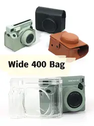 Leather Camera Bag Transparent case with Strap for Fujifilm Instax Wide 400