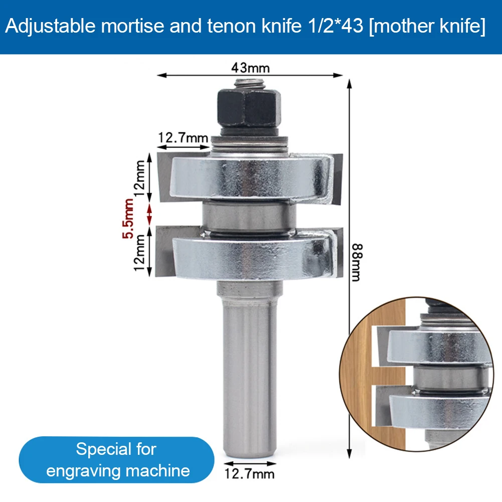 For Woodworking Mortise Cutter Set Adjustable TShaped Router Bit for Precise Slotting in Furniture and Flooring