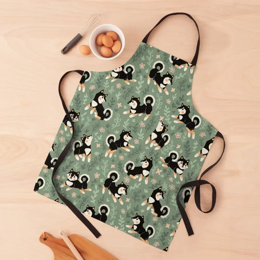 

Playful Black And Tan Shiba Inu Pattern Apron Things For The Home Ladies Apron