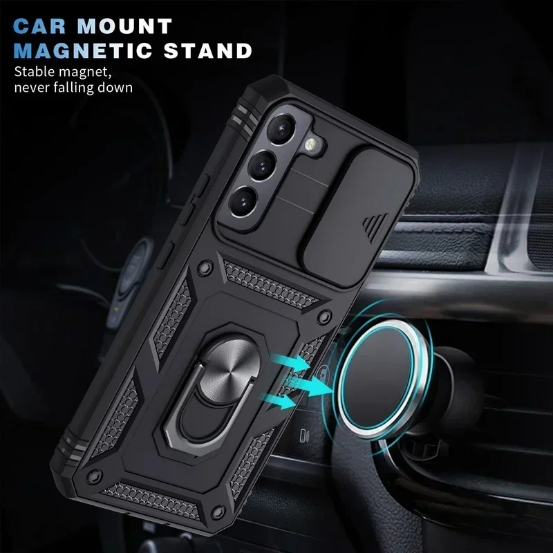 Case Voor Samsung S23 S22 S21 Fe Ultra Plus A53 A13 A33 5G Heavy Duty Met Camera 360 Graden rotate Kickstand Shockproof Cover