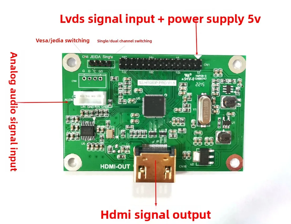 LVDS To HDMI Adapter Board Lvds To Hdmi Output Supports Multiple Resolutions, Standard 720P 1080P