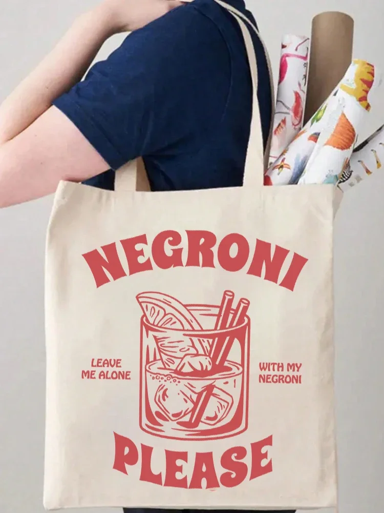 1pc Vintage Negroni Tote Bag Shopping Bag Carrier Bag Vintage Casual Canvas Shoulder Bag Perfect For Outdoors Travel Gift