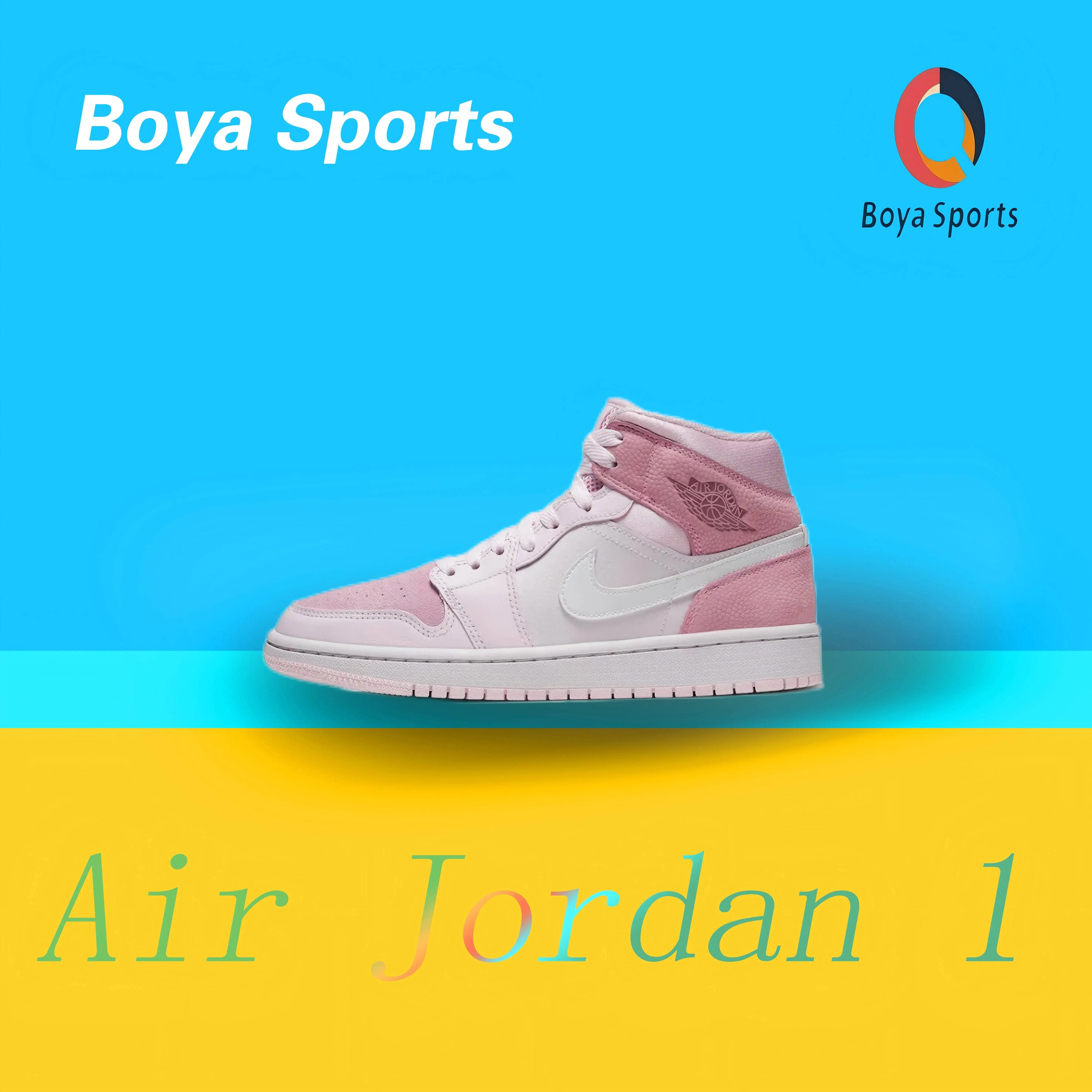 Nike Air Jordan 1 Men's and women's models comfortable hundred with the trend of mid-top board shoes pink