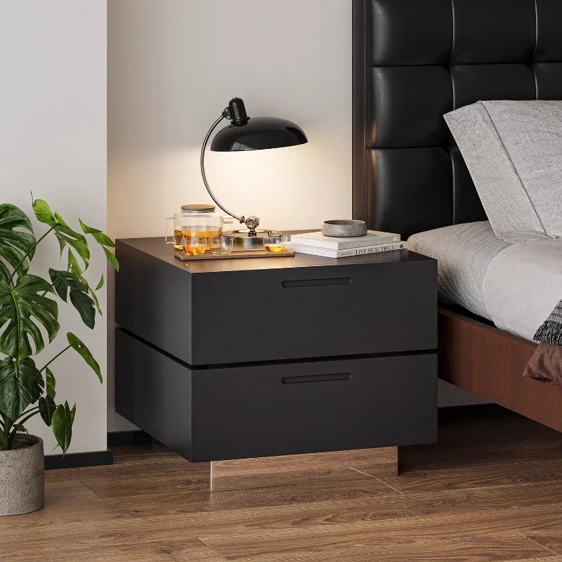 

Modern simple premium black bedside table household bedroom bedside table small apartment light luxury small locker