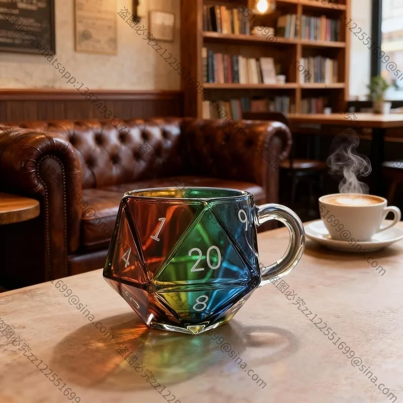For Rainbow D20 Dice Mug Polyhedral Dice Coffee Mug with Handle